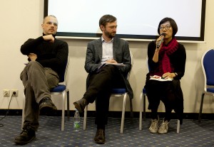 IBA speakers discuss matters of the Programming Committee. From left to right: Damir Stojnic, Christian Oxenius, Aki Hoashi.